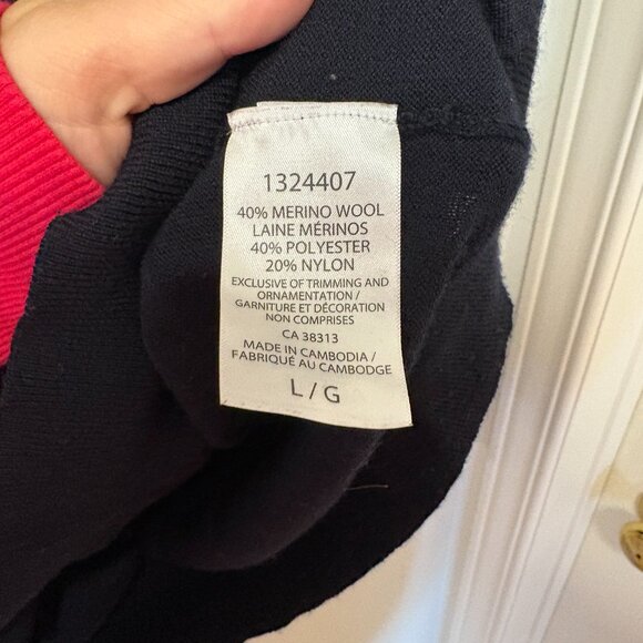 Ibex Merino Wool V Neck Sweater Merino Wool Size L Navy Blue - Picture 4 of 11